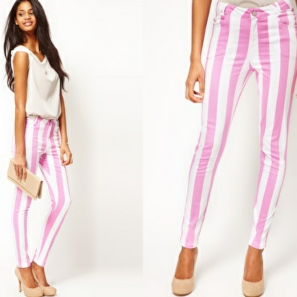 Motel Rocks Pants - Motel Rocks Candy Pink Stripe Strecth Pants M